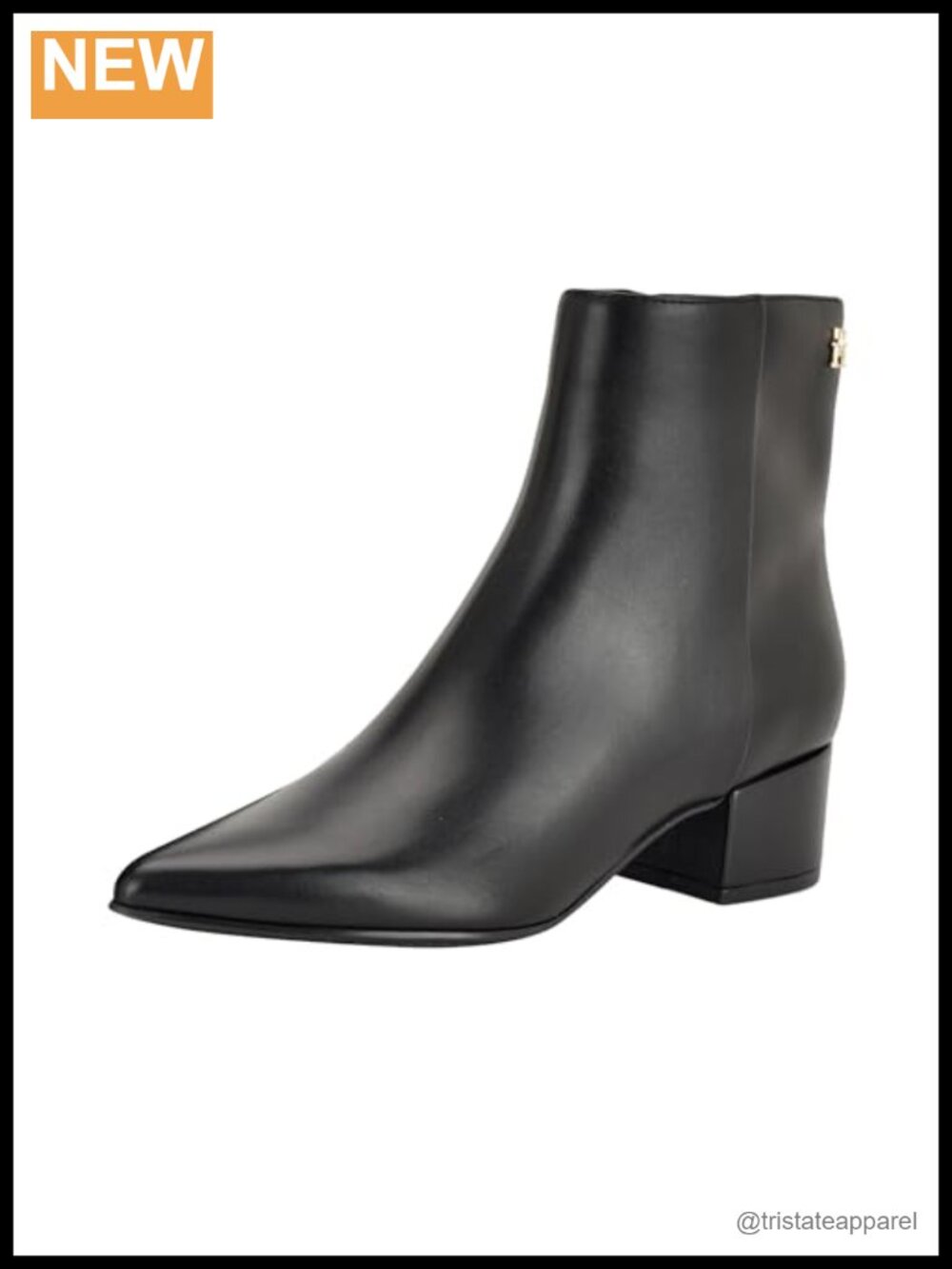 Womens Ankle Boots Faux Leather Block Heel Zip Closure